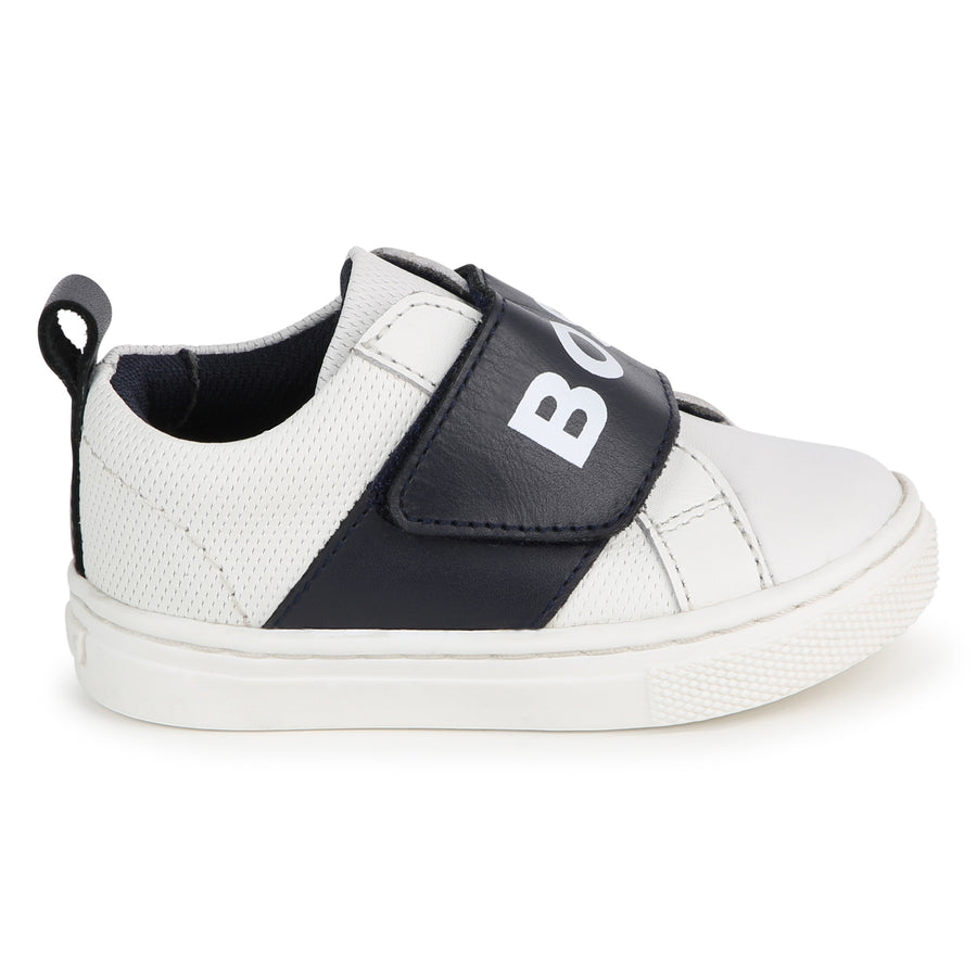 BOSS KIDSWEAR White with Navy Trainers | Sneakers | Bon Bon Tresor