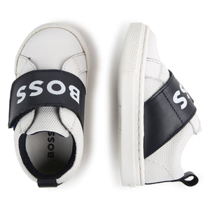 BOSS KIDSWEAR White with Navy Trainers | Sneakers | Bon Bon Tresor