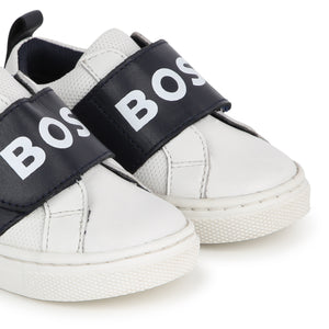 BOSS KIDSWEAR White with Navy Trainers | Sneakers | Bon Bon Tresor