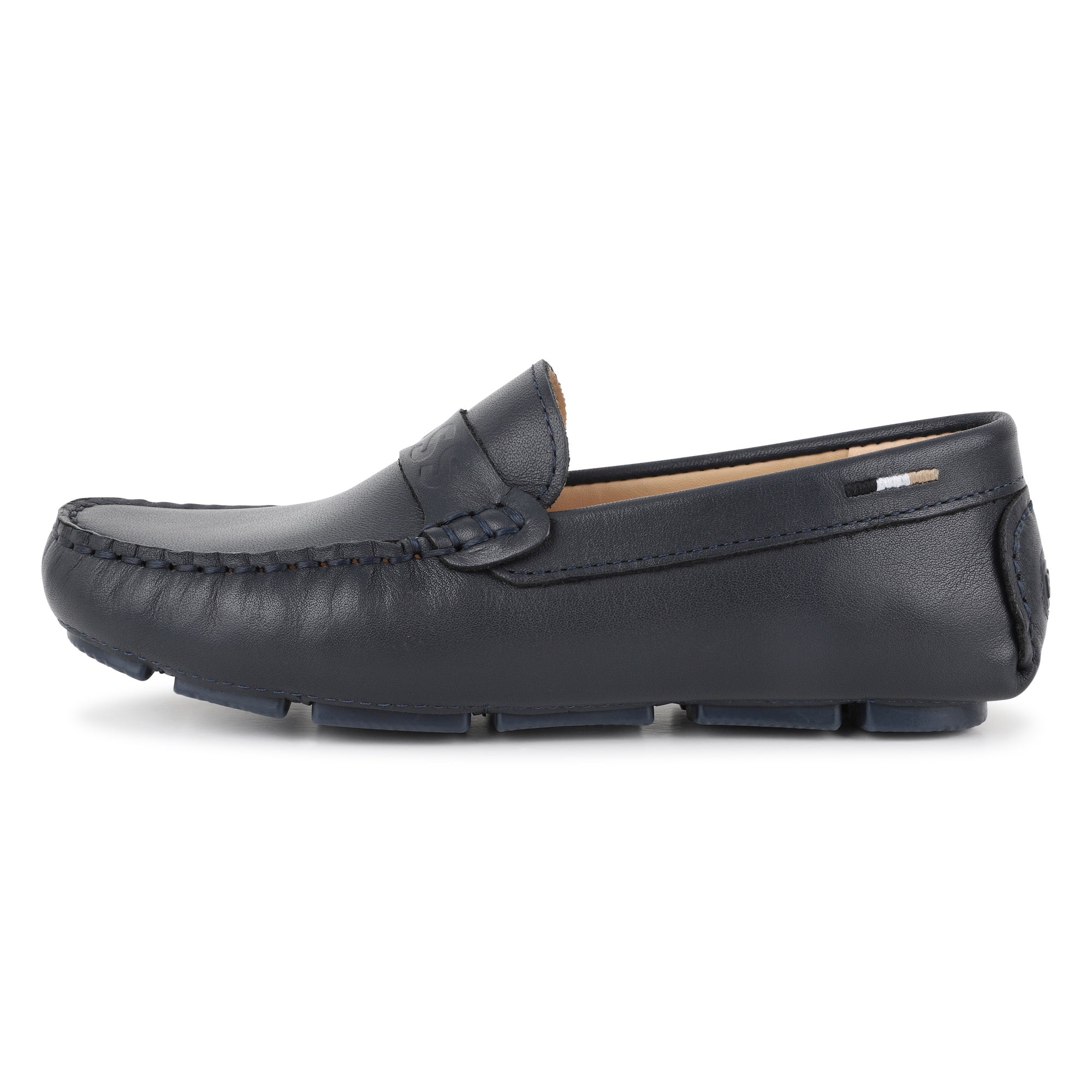 BOSS KIDSWEAR Boys Navy Leather Loafers