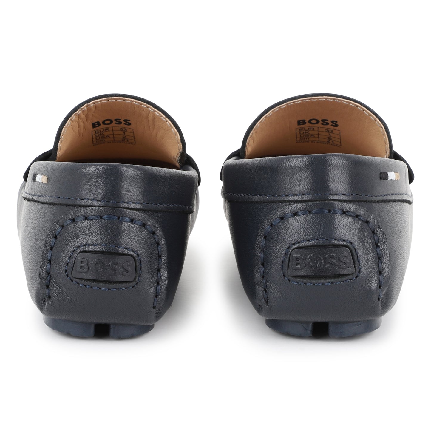 BOSS KIDSWEAR Boys Navy Leather Loafers | Moccasins & Loafers | Bon Bon Tresor