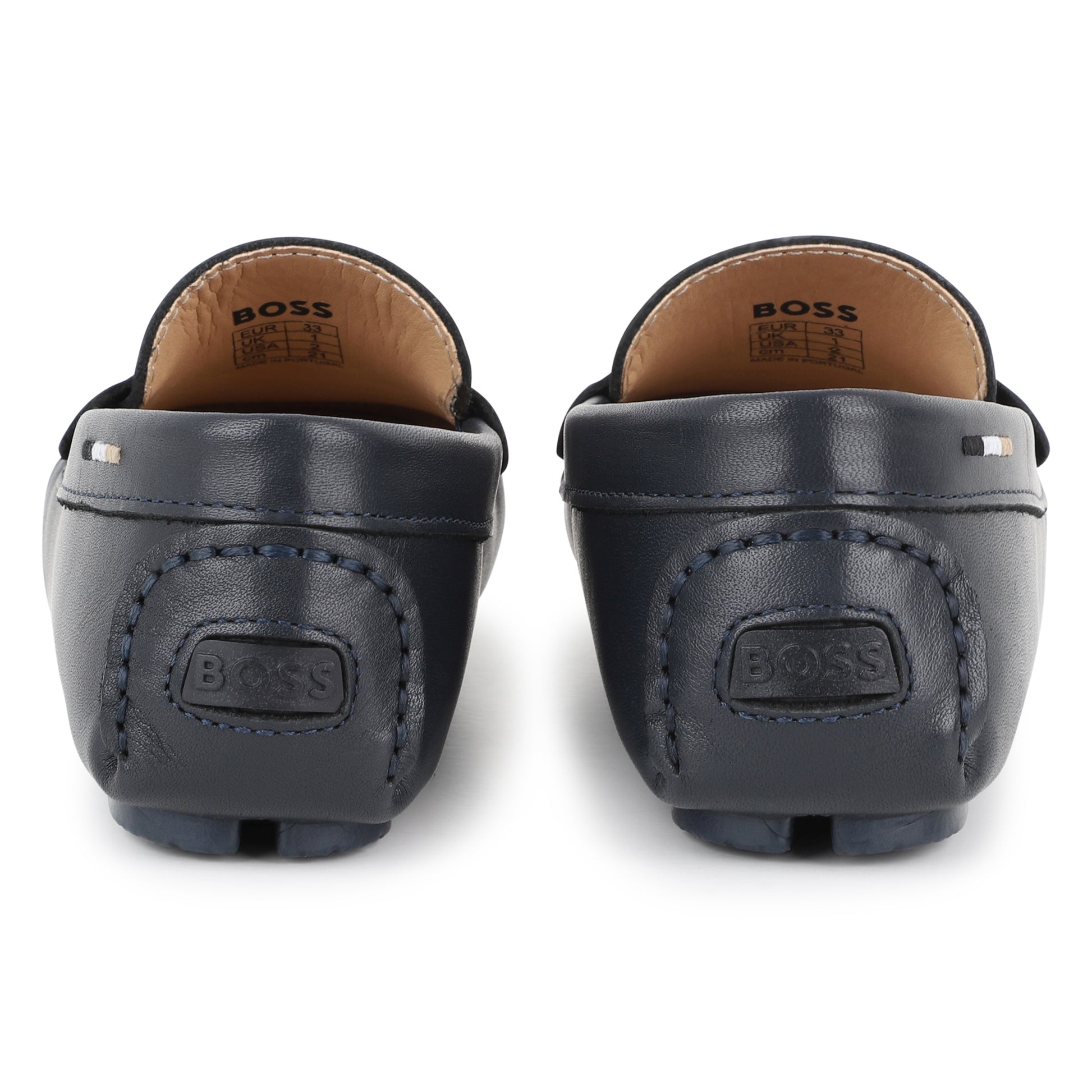 BOSS KIDSWEAR Boys Navy Leather Loafers | Moccasins & Loafers | Bon Bon Tresor
