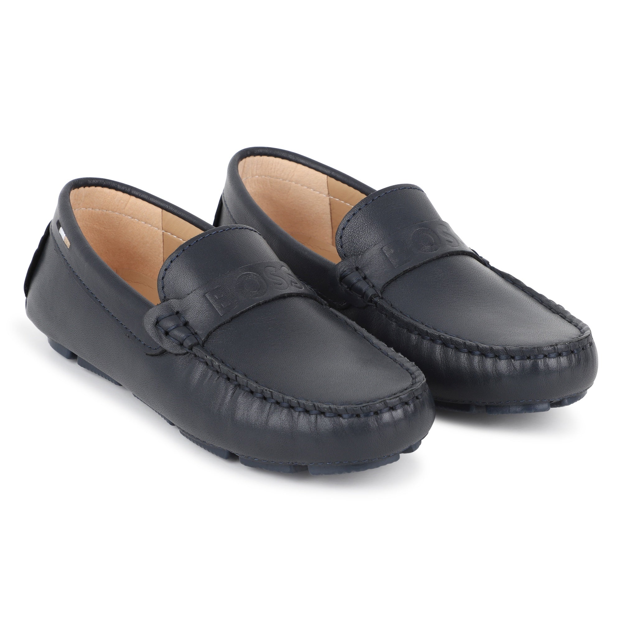 BOSS KIDSWEAR Boys Navy Leather Loafers