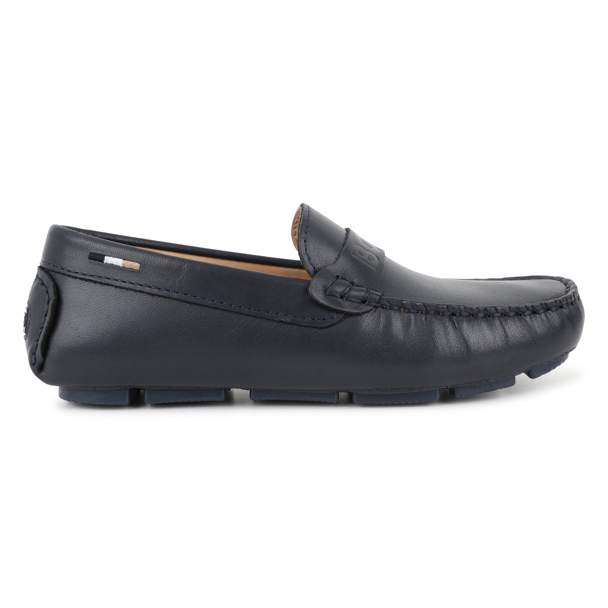 BOSS KIDSWEAR Boys Navy Leather Loafers | Moccasins & Loafers | Bon Bon Tresor