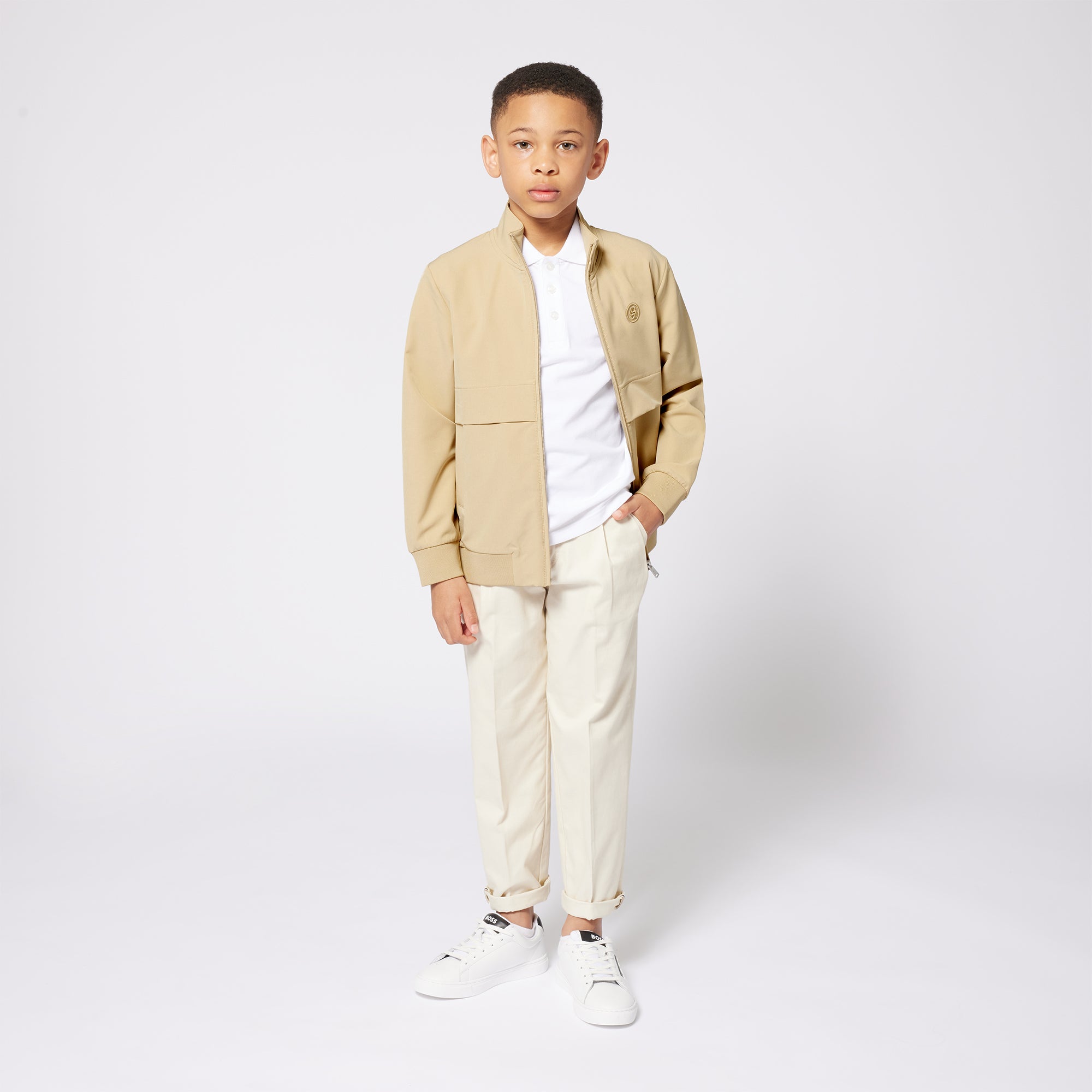 BOSS KIDSWEAR Boys Light Beige Chino Trousers