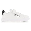 BOSS Boys White Trainers Velcro Strap Fastener