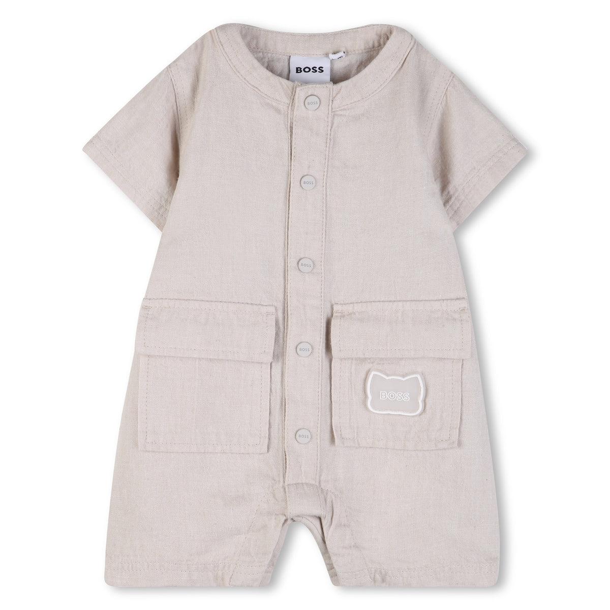 BOSS Baby Boys Short Sleeve Linen Jumpsuit | Rompers & Playsuits | Bon Bon Tresor