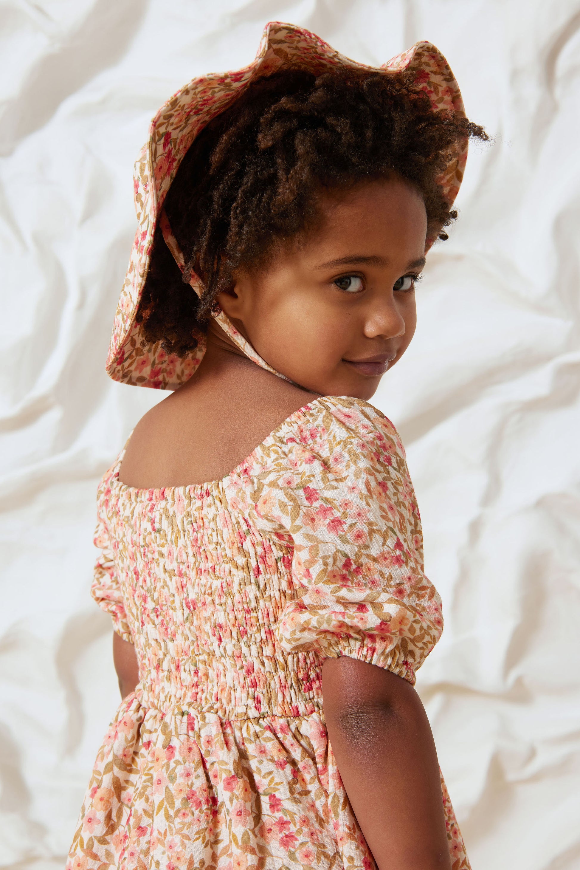 Kapow Kids Girls Spring Blossom Shirred Dress | Dresses | Bon Bon Tresor