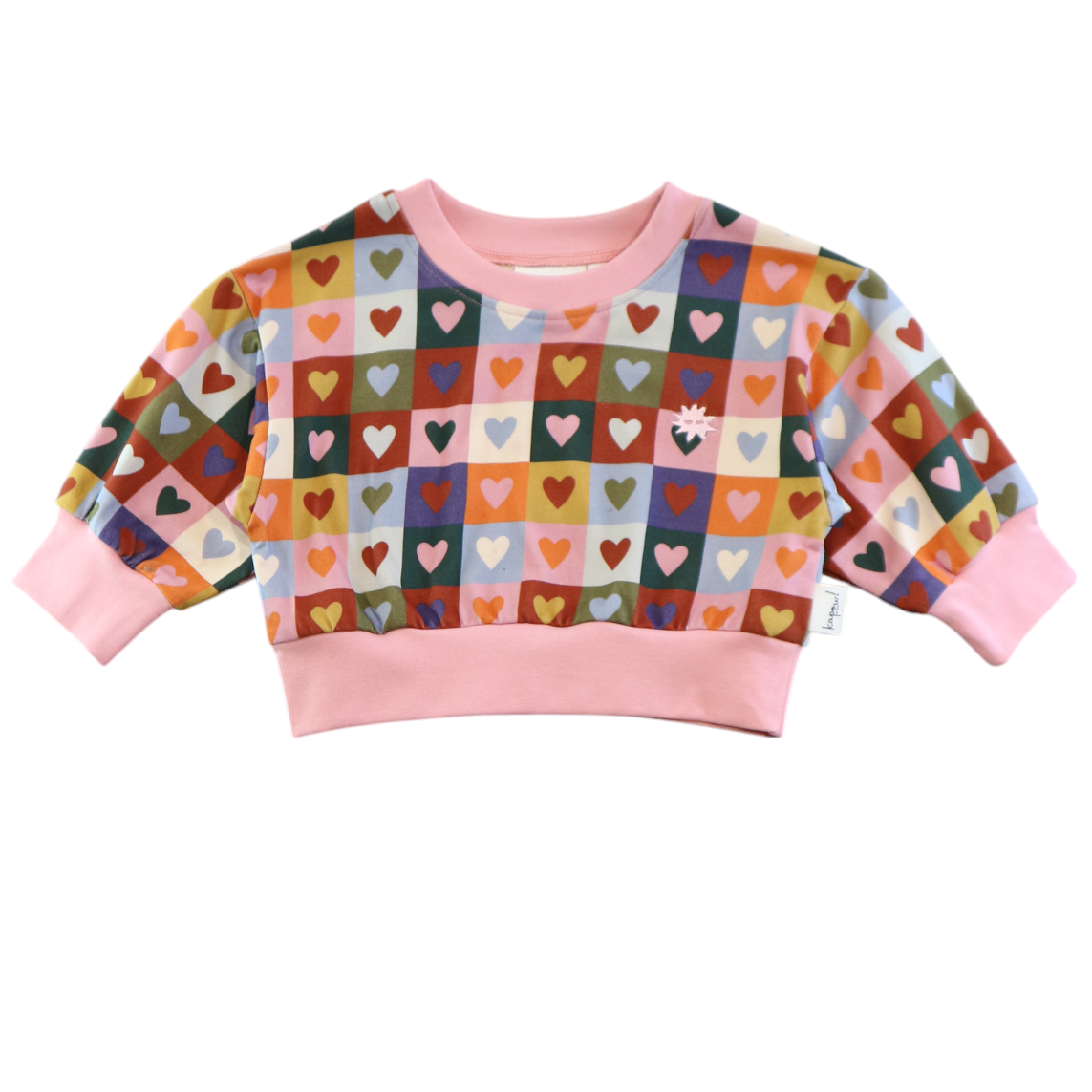 Kapow Kids Girls Heart Checkerboard Sweater | Sweaters & Knitwear | Bon Bon Tresor