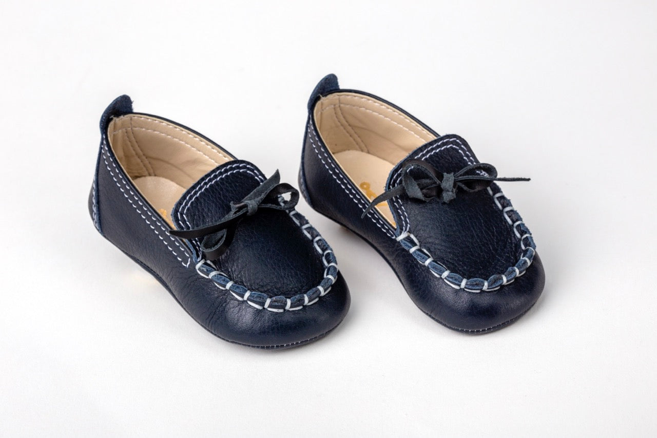 Kiddie Couture Bowie Moccasins Navy | Moccasins & Loafers | Bon Bon Tresor