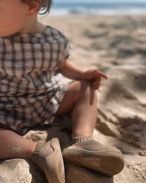 Little Sohls Slip On Toddler Shoe - Earthstone | Slip-On and Velcro Design | Bon Bon Tresor