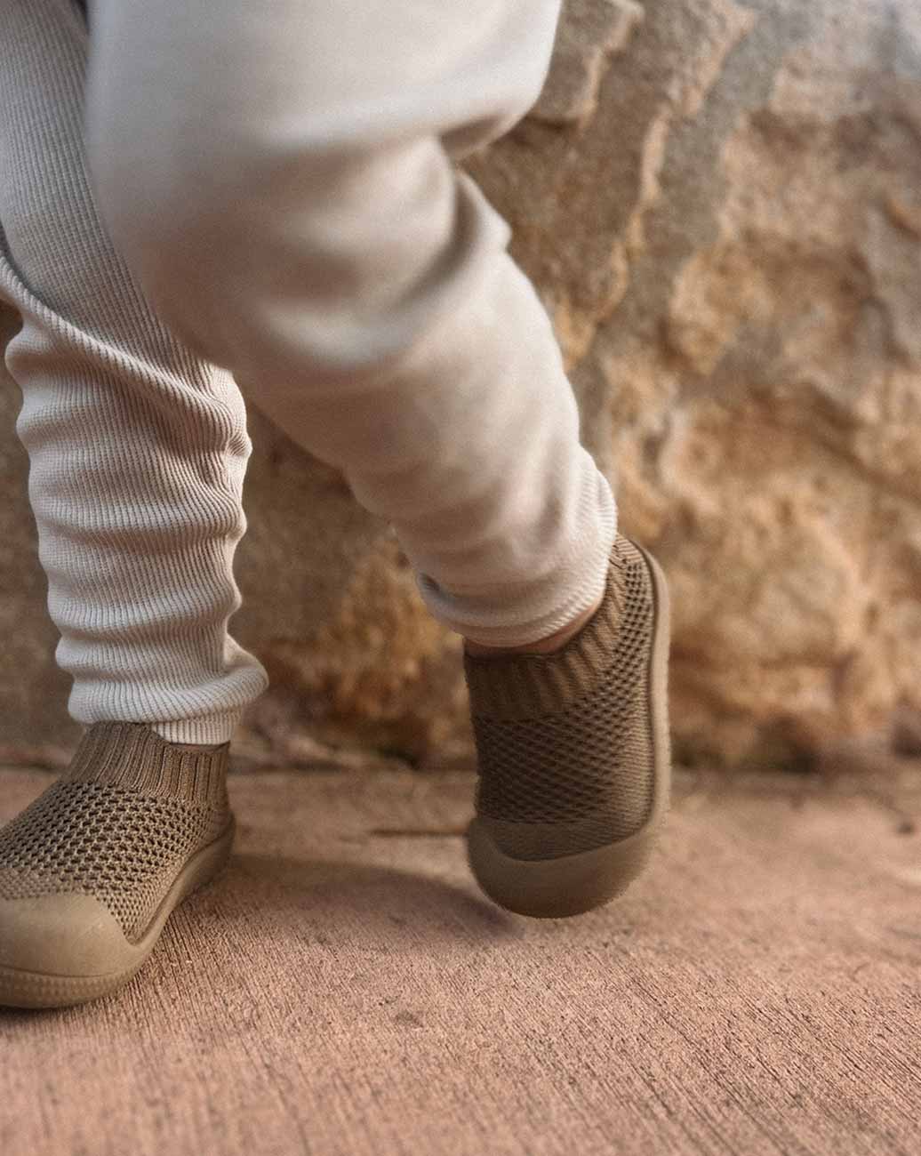 Little Sohls Slip On Toddler Shoe - Earthstone | Slip-On and Velcro Design | Bon Bon Tresor