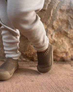 Little Sohls Slip On Toddler Shoe - Earthstone | Slip-On and Velcro Design | Bon Bon Tresor