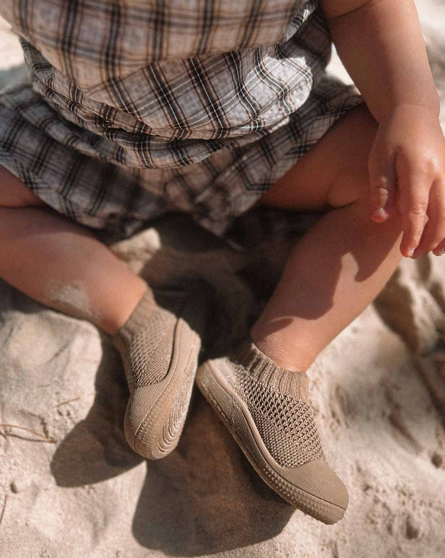 Little Sohls Slip On Toddler Shoe - Earthstone | Slip-On and Velcro Design | Bon Bon Tresor
