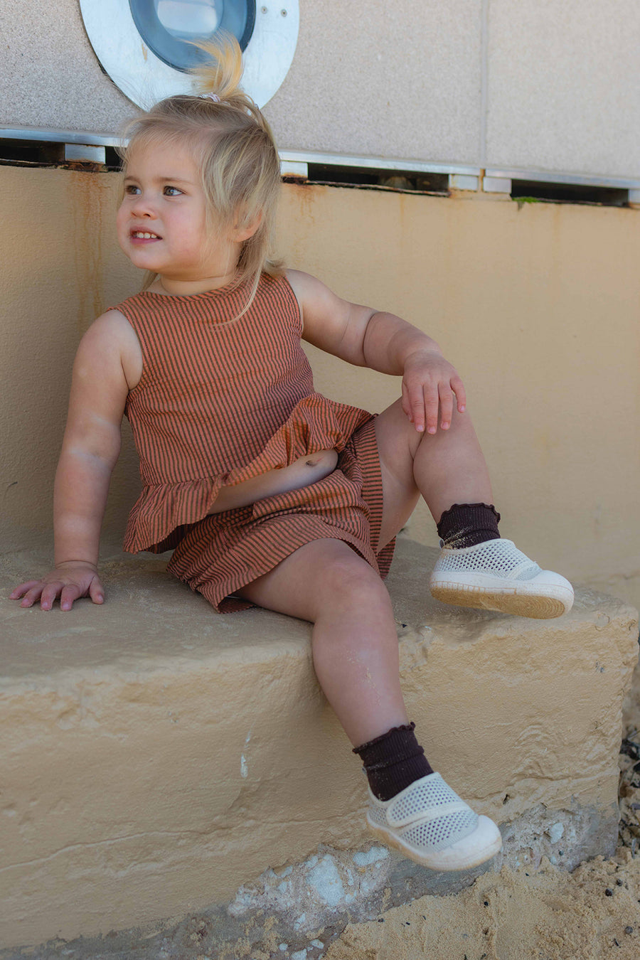 Little Sohls Velcro Toddler Shoe - Sand Dune | Slip-On and Velcro Design | Bon Bon Tresor