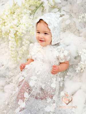 Mimi Miya Lily Christening Dress/Gown with Detachable Overskirt | Gowns | Bon Bon Tresor