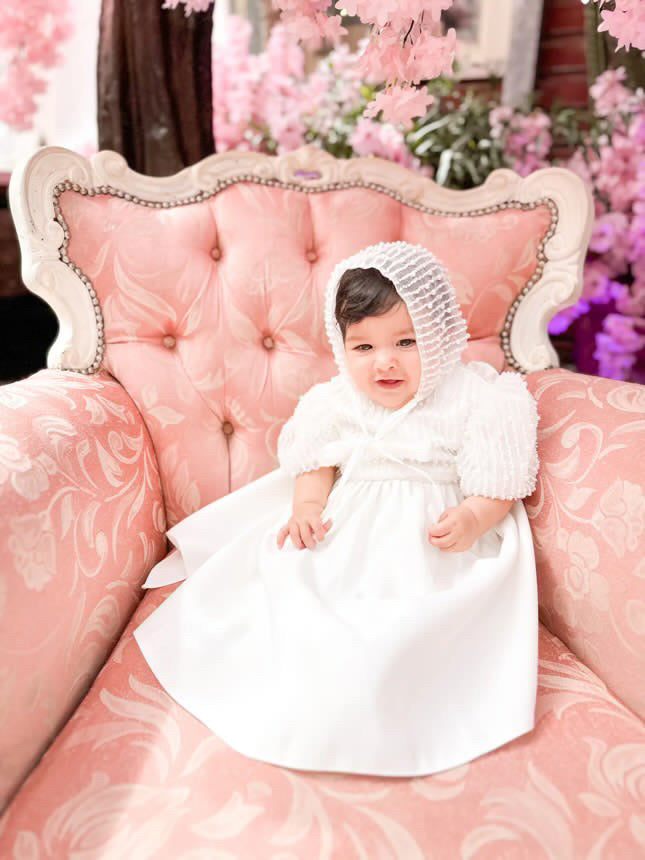 Mimi Miya Anja Girl's Christening Pearl and Mikado Dress | Dresses | Bon Bon Tresor