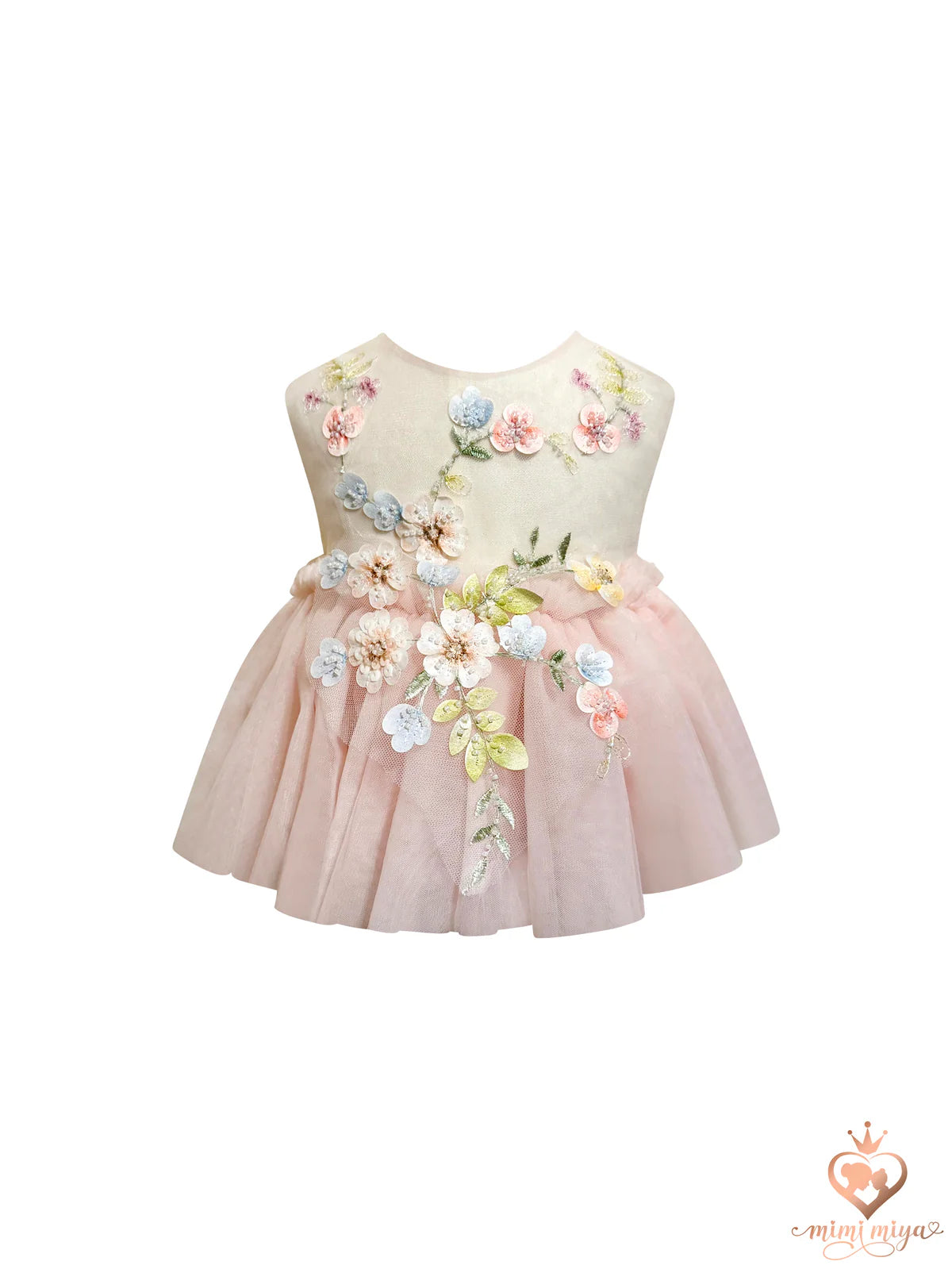 Mimi Miya Enchanted Baby Floral Applique Romper - Pink | Rompers & Playsuits | Bon Bon Tresor