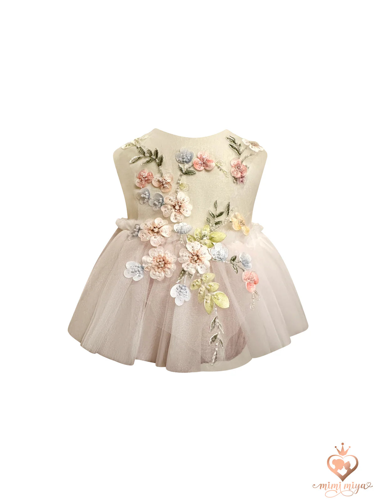 Mimi Miya Enchanted Baby Floral Applique Romper - White | Rompers & Playsuits | Bon Bon Tresor