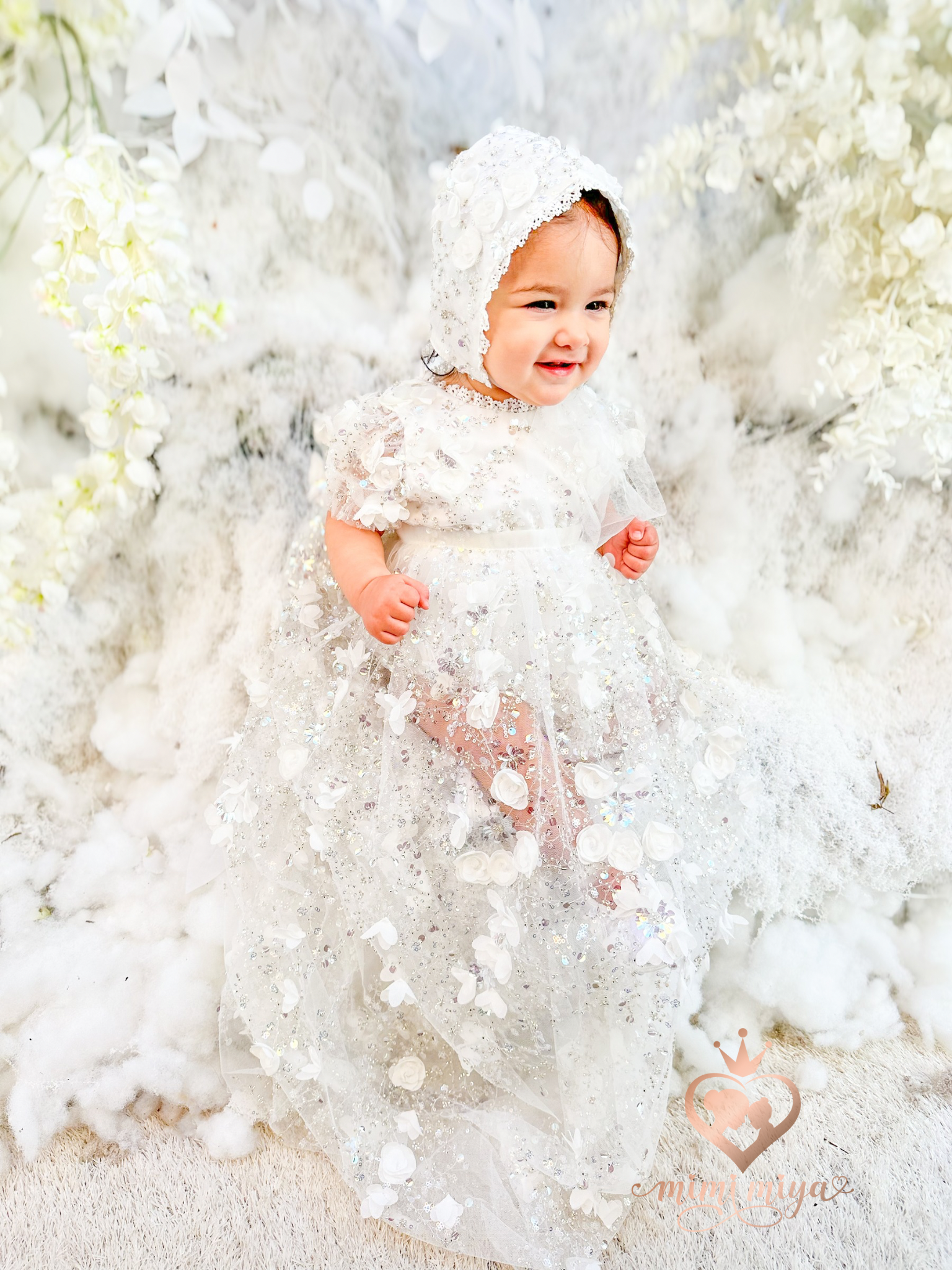 Mimi Miya Lily Christening Dress/Gown with Detachable Overskirt | Gowns | Bon Bon Tresor