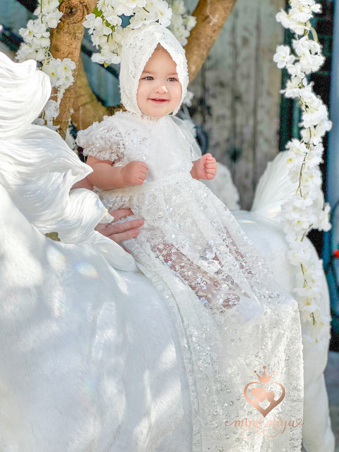 Mimi Miya Victoria Christening Dress/Gown with Detachable Overskirt | Gowns | Bon Bon Tresor