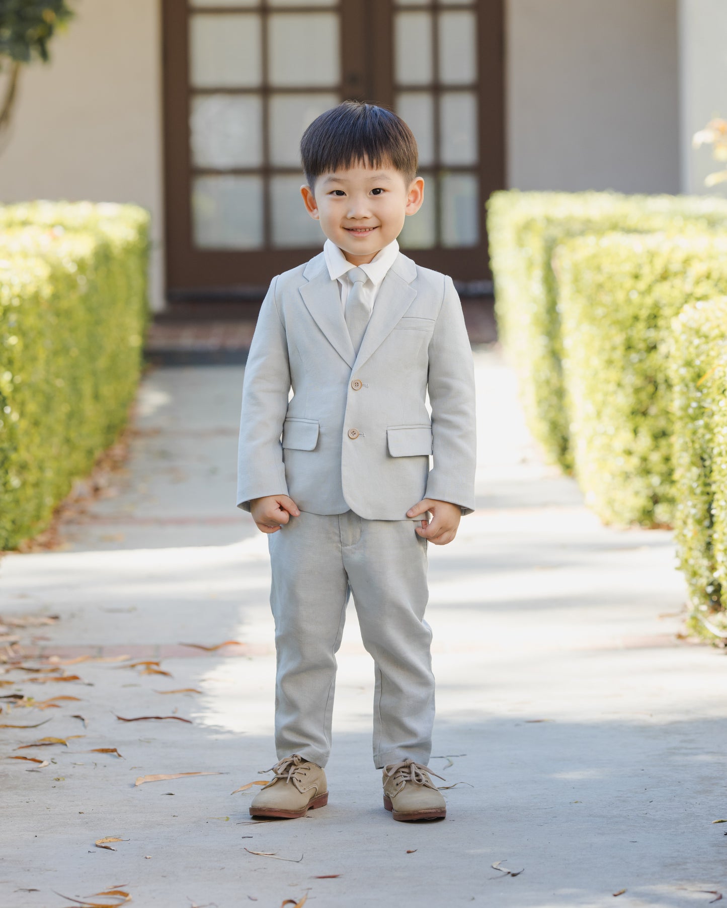 Noralee Boys Sebastian Pant - Heathered Mist | Suits & Sets | Bon Bon Tresor