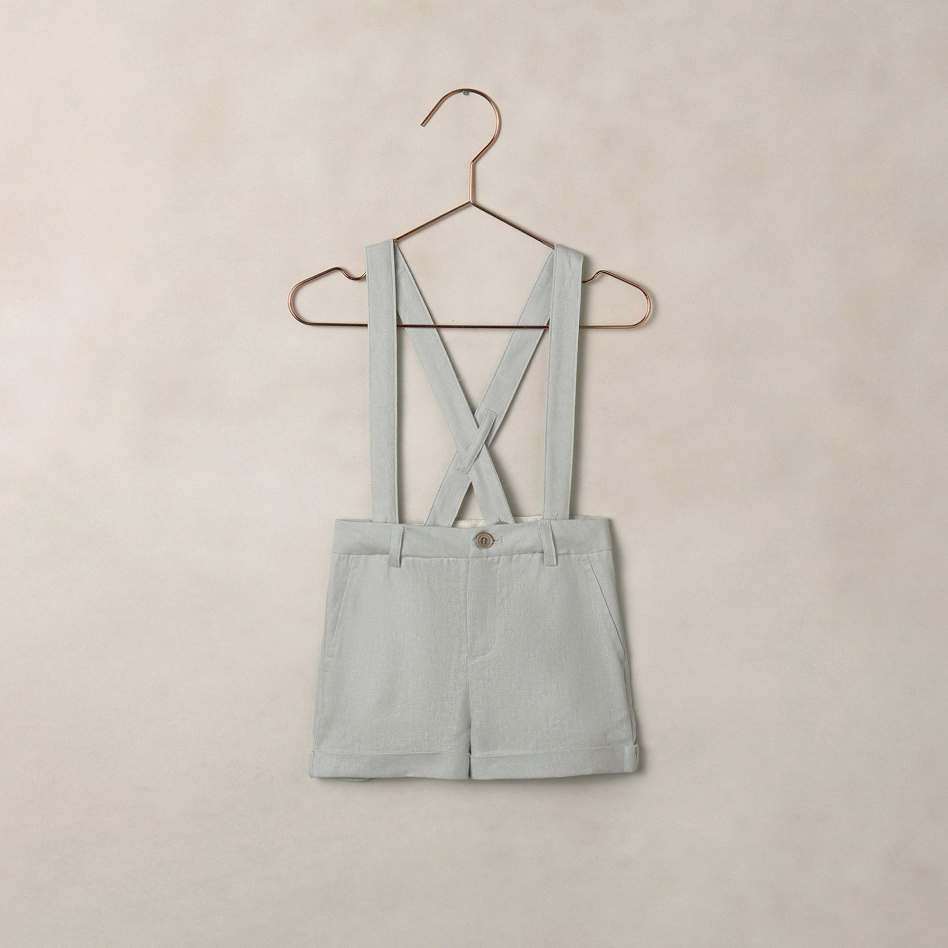 Noralee Baby Boy Suspender Short - Heathered Mist | Suits & Sets | Bon Bon Tresor