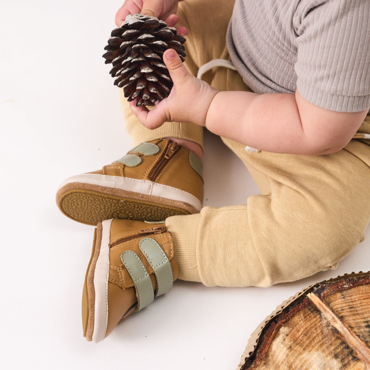 Pretty Brave Baby Hi-Top Tan/Sage | Boots | Bon Bon Tresor