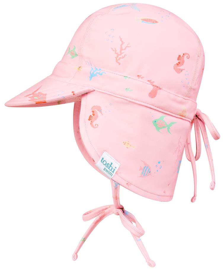Toshi Swim Baby Flap Cap Classic Coral | Swimwear | Bon Bon Tresor