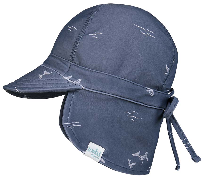 Toshi Swim Baby Flap Cap Classic Whales | Swimwear | Bon Bon Tresor