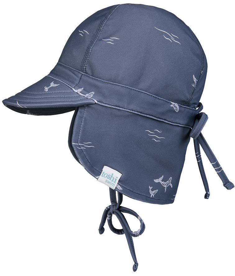 Toshi Swim Baby Flap Cap Classic Whales | Swimwear | Bon Bon Tresor