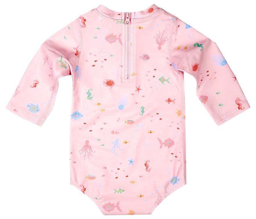 Toshi Swim Baby Onesie Long Sleeve Coral | Swimwear | Bon Bon Tresor