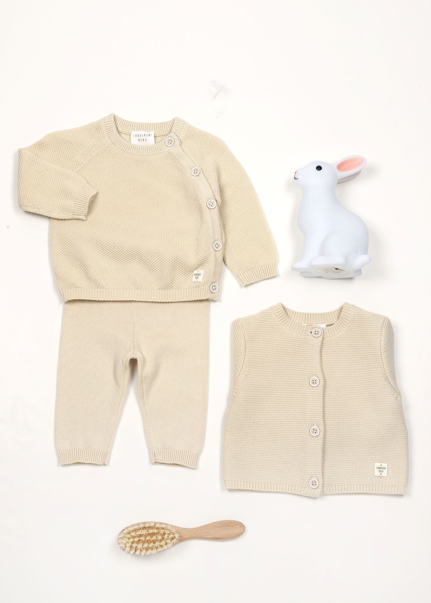 Carrement Beau Stone Knit Cardigan and Pant Set | Sweaters & Knitwear | Bon Bon Tresor