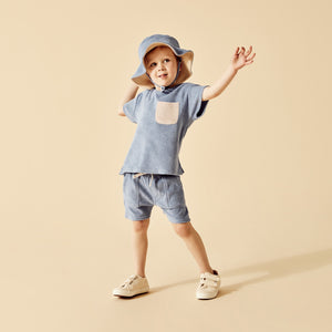 Wilson and Frenchy Organic Terry Tee Dusty Blue | Tops & T-Shirts | Bon Bon Tresor