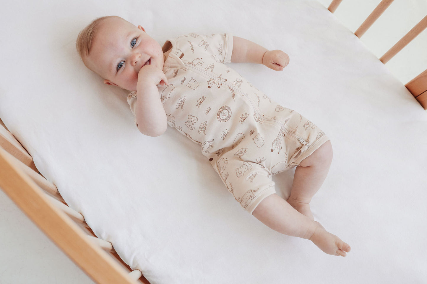 Aster and Oak Baby Boys Safari Adventure Zip Romper | Rompers & Playsuits | Bon Bon Tresor