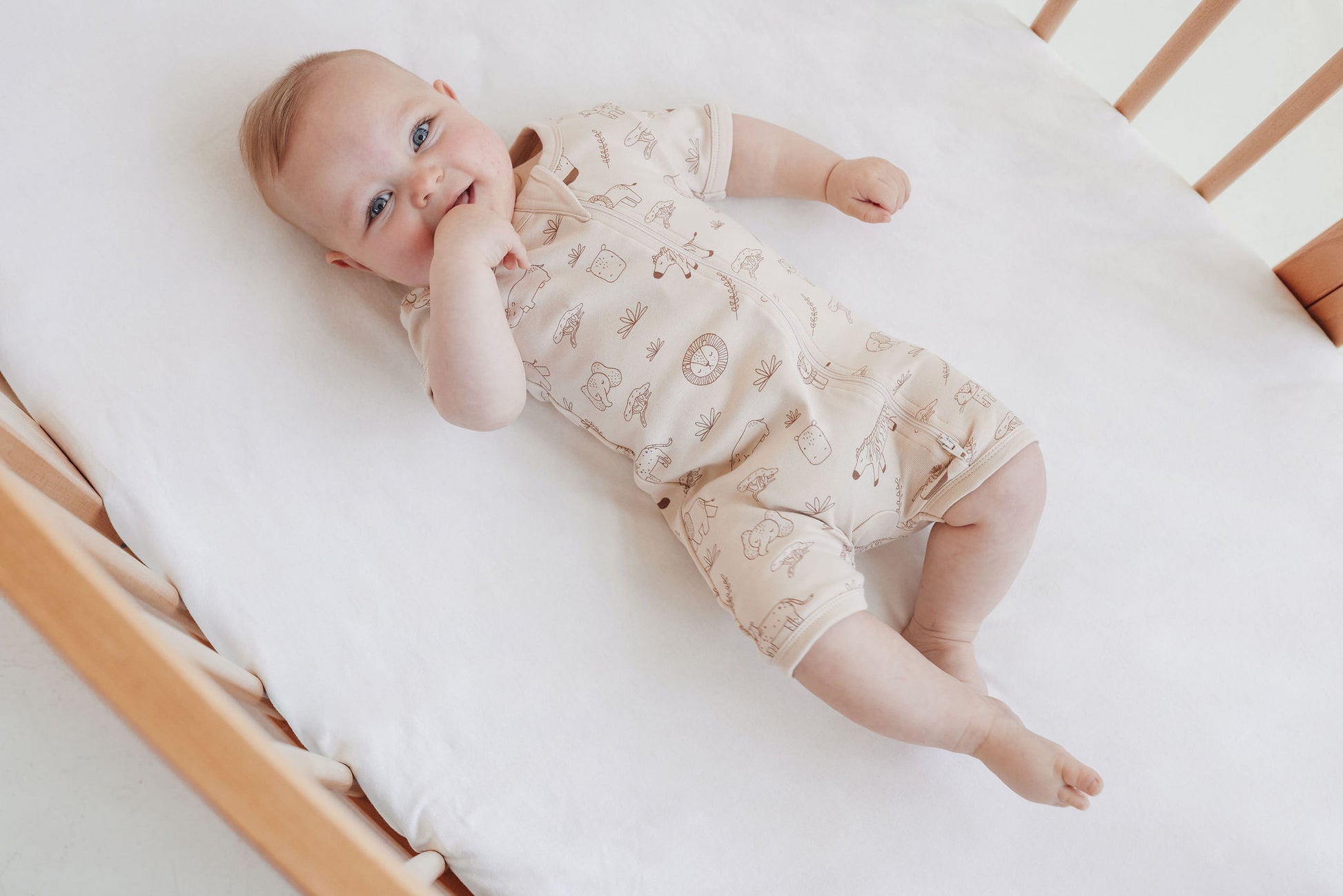 Aster and Oak Baby Boys Safari Adventure Zip Romper | Rompers & Playsuits | Bon Bon Tresor