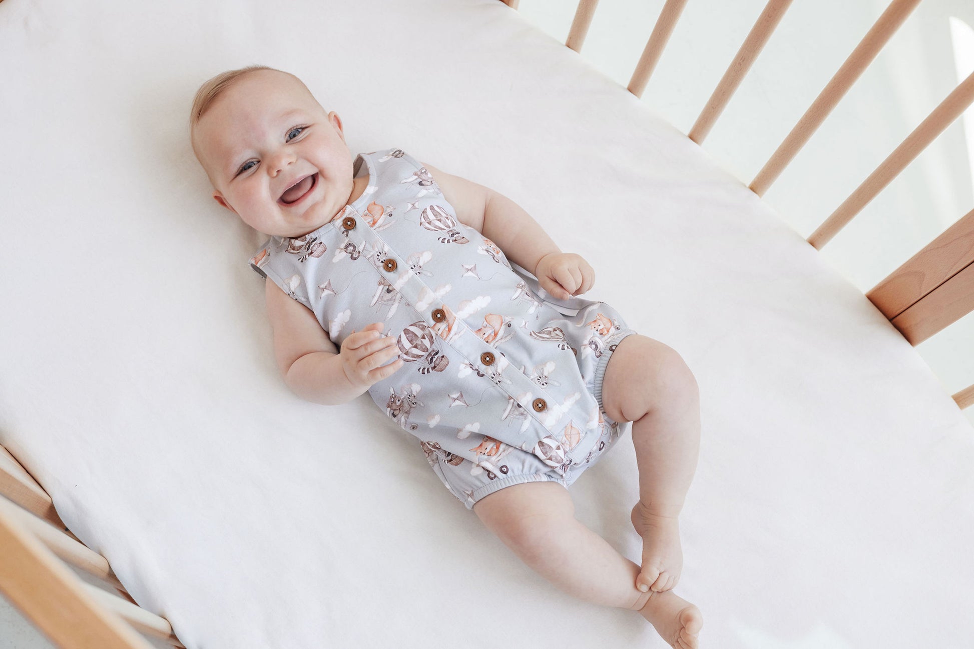 Aster and Oak Baby Boys Flying Friends Bubble Romper | Rompers & Playsuits | Bon Bon Tresor