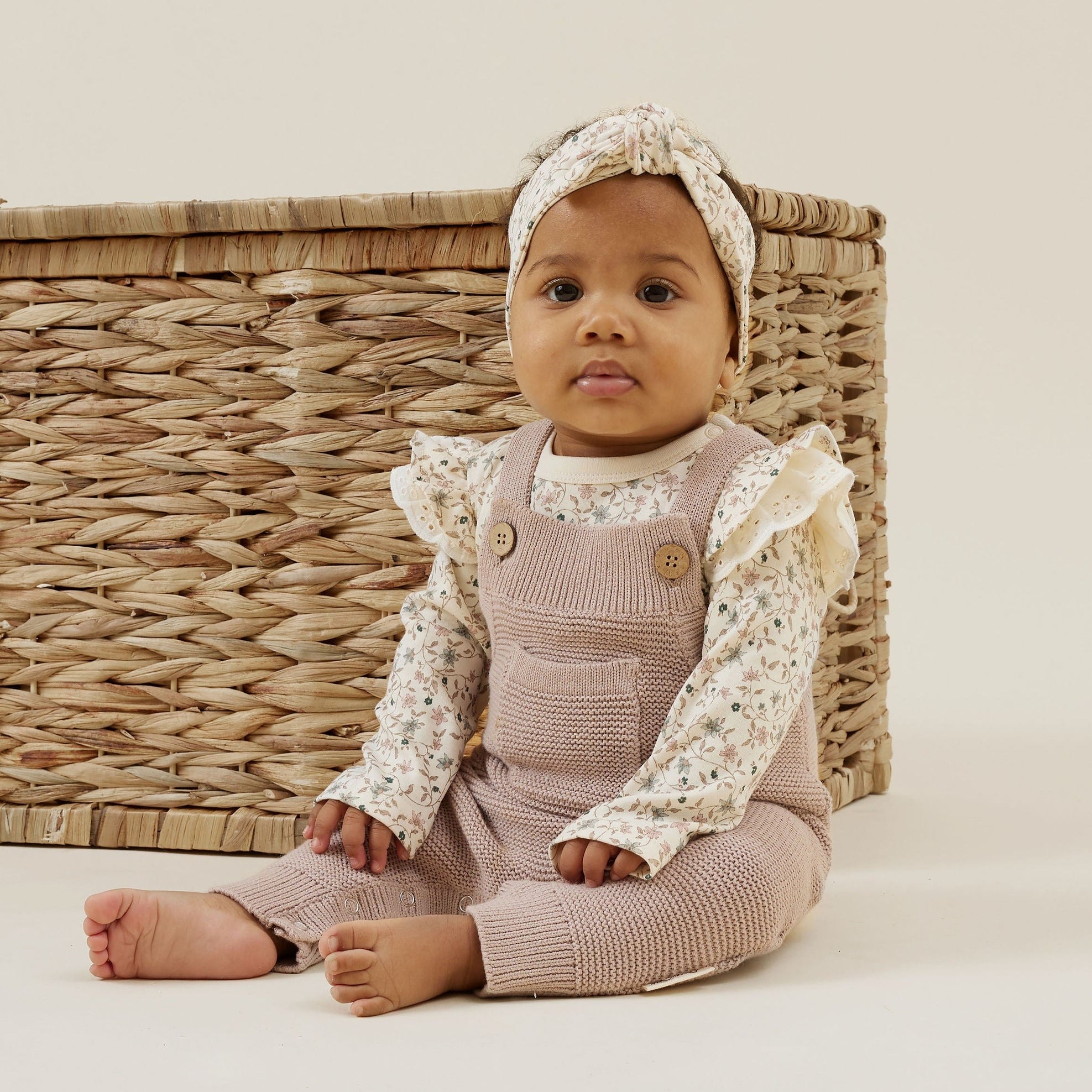 Aster and Oak Mauve Pink Knit Pocket Overalls