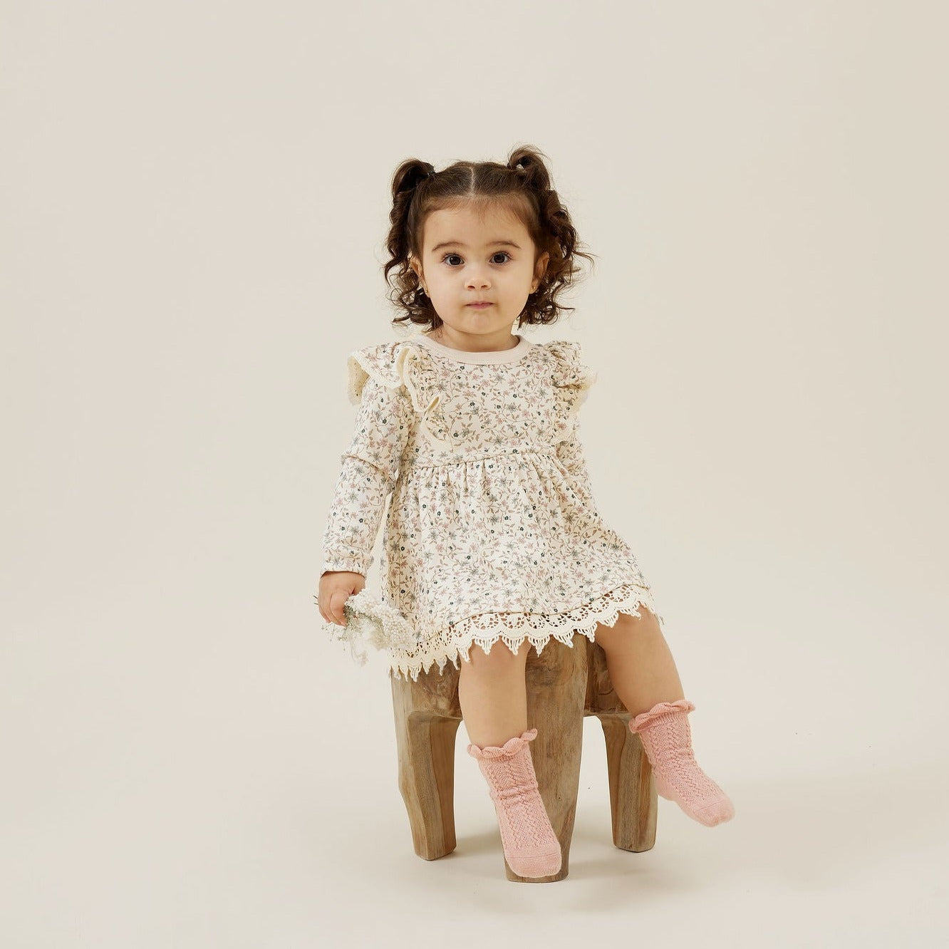 Aster and Oak Winter Floral Ruffle Dress