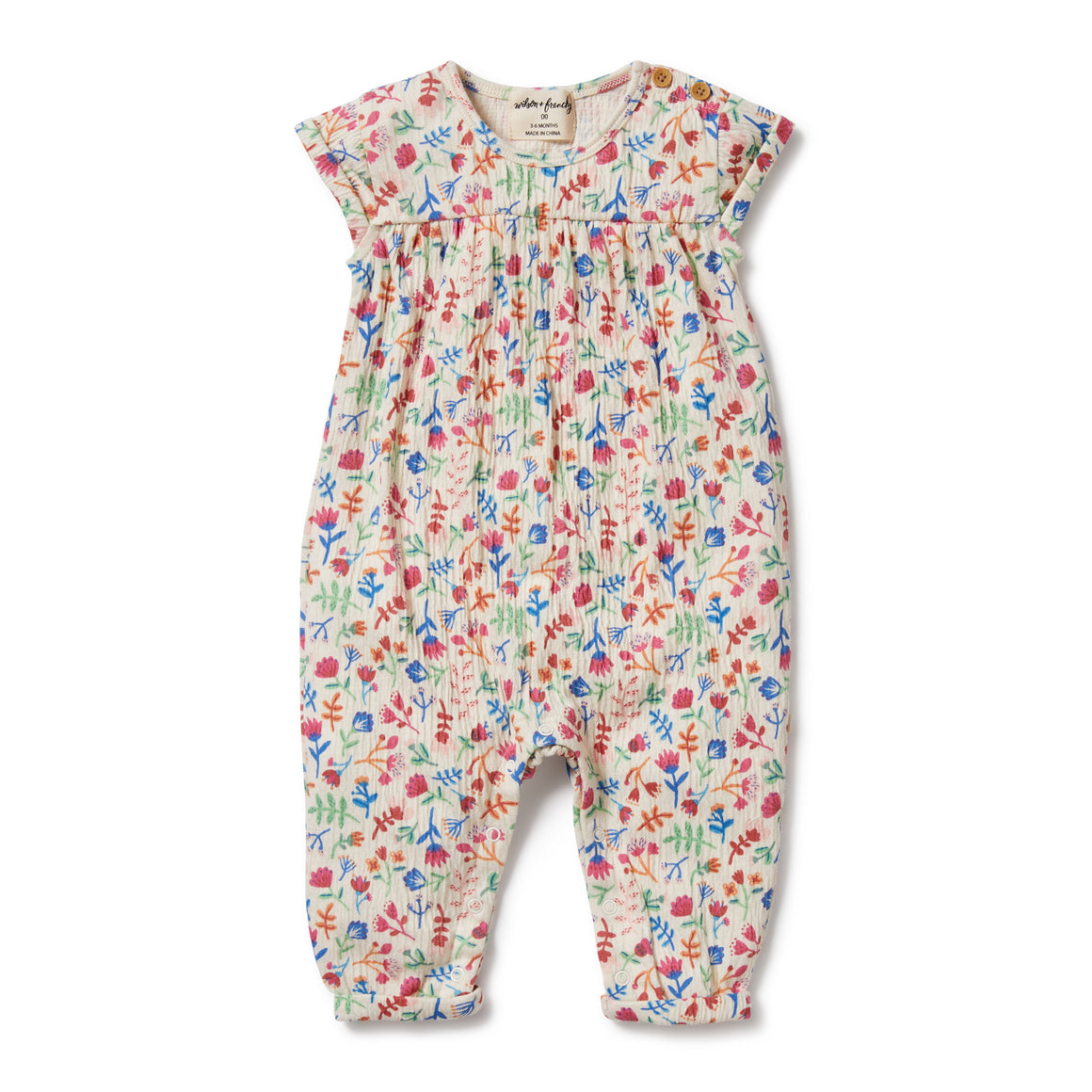 Wilson and Frenchy Crinkle Jumpsuit Tropical Garden | Rompers & Playsuits | Bon Bon Tresor