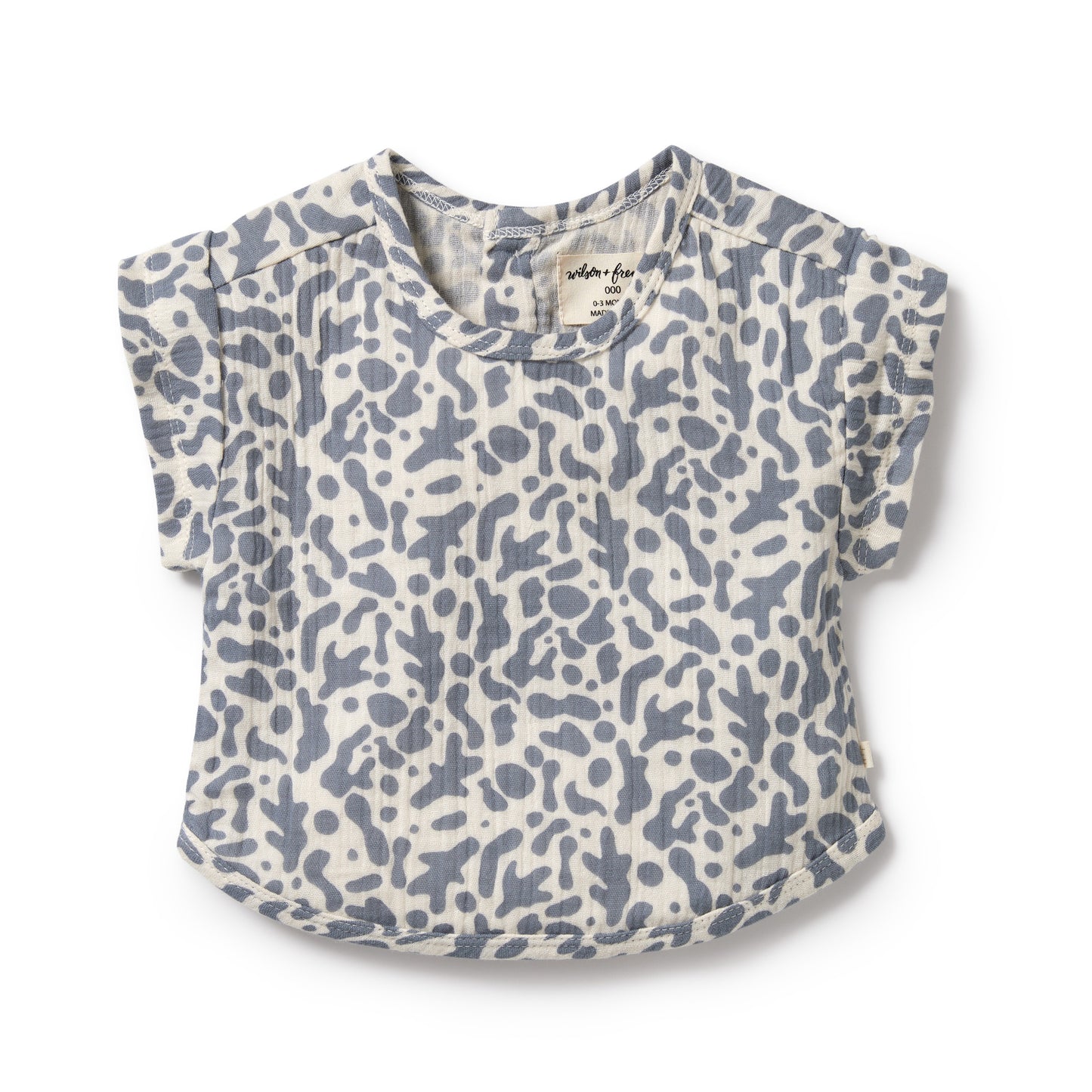 Wilson and Frenchy Organic Crinkle Tee Blue Coral | Tops | Bon Bon Tresor