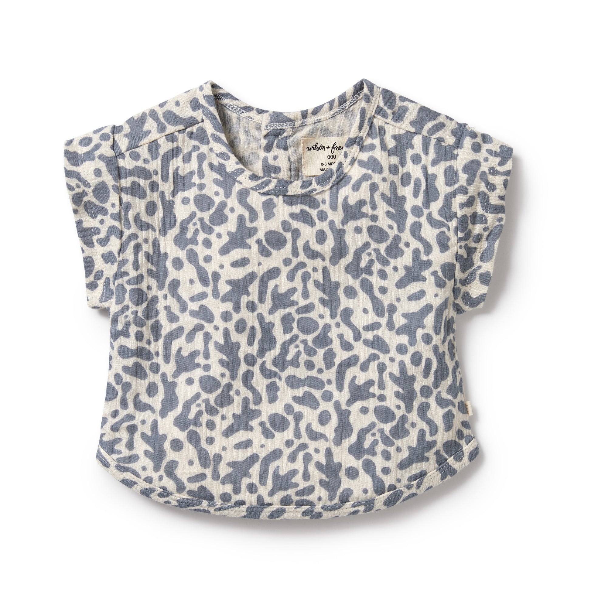 Wilson and Frenchy Organic Crinkle Tee Blue Coral | Tops | Bon Bon Tresor