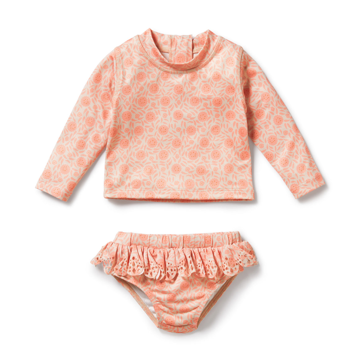 Wilson and Frenchy Rashie Swim Set - Amelie Floral Cutwork | Swimwear | Bon Bon Tresor