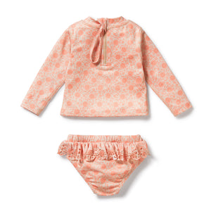 Wilson and Frenchy Rashie Swim Set - Amelie Floral Cutwork | Swimwear | Bon Bon Tresor