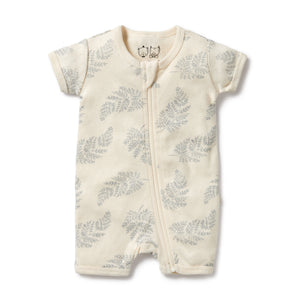 Wilson and Frenchy Organic Pointelle Boyleg Zipsuit Forever Ferns | Rompers & Playsuits | Bon Bon Tresor