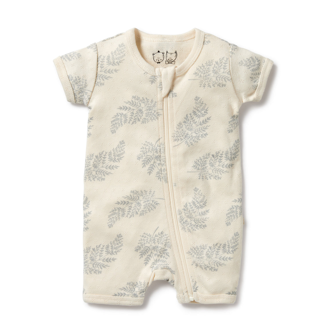 Wilson and Frenchy Organic Pointelle Boyleg Zipsuit Forever Ferns | Rompers & Playsuits | Bon Bon Tresor