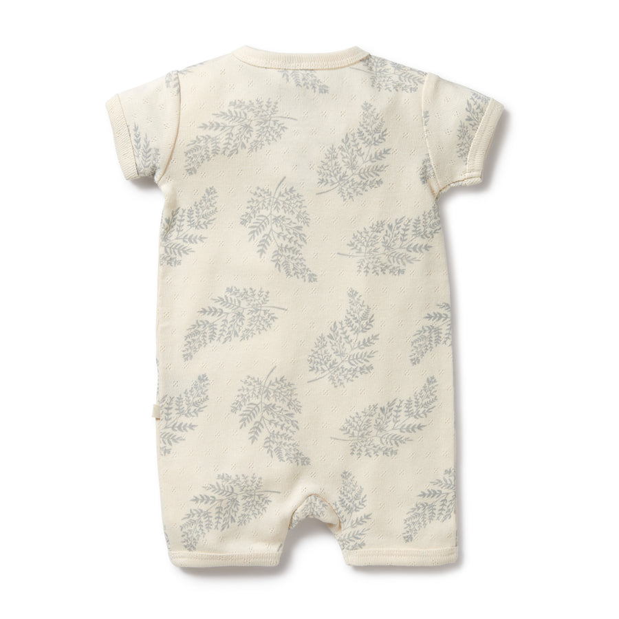 Wilson and Frenchy Organic Pointelle Boyleg Zipsuit Forever Ferns | Rompers & Playsuits | Bon Bon Tresor