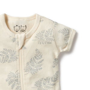 Wilson and Frenchy Organic Pointelle Boyleg Zipsuit Forever Ferns | Rompers & Playsuits | Bon Bon Tresor