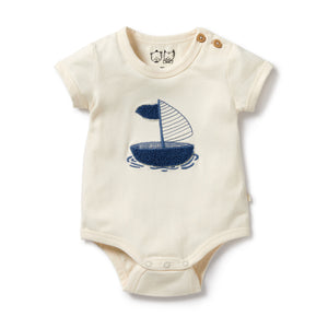 Wilson and Frenchy Organic Bodysuit Nautical | Rompers & Playsuits | Bon Bon Tresor