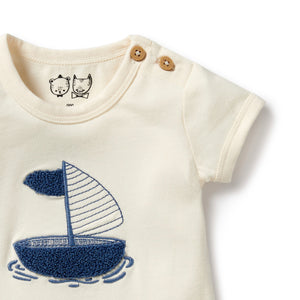 Wilson and Frenchy Organic Bodysuit Nautical | Rompers & Playsuits | Bon Bon Tresor